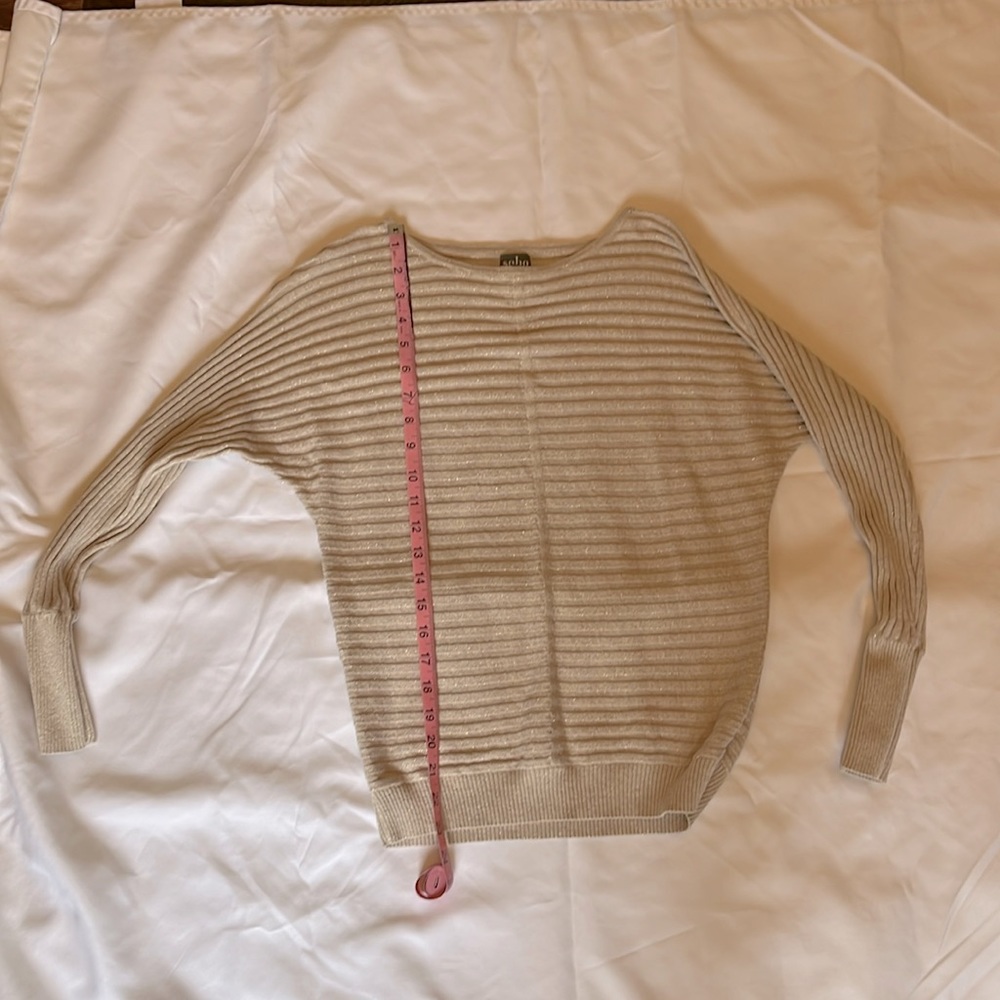 NY&Co. sweater with gold sparkles. Slight dolman sleeve.